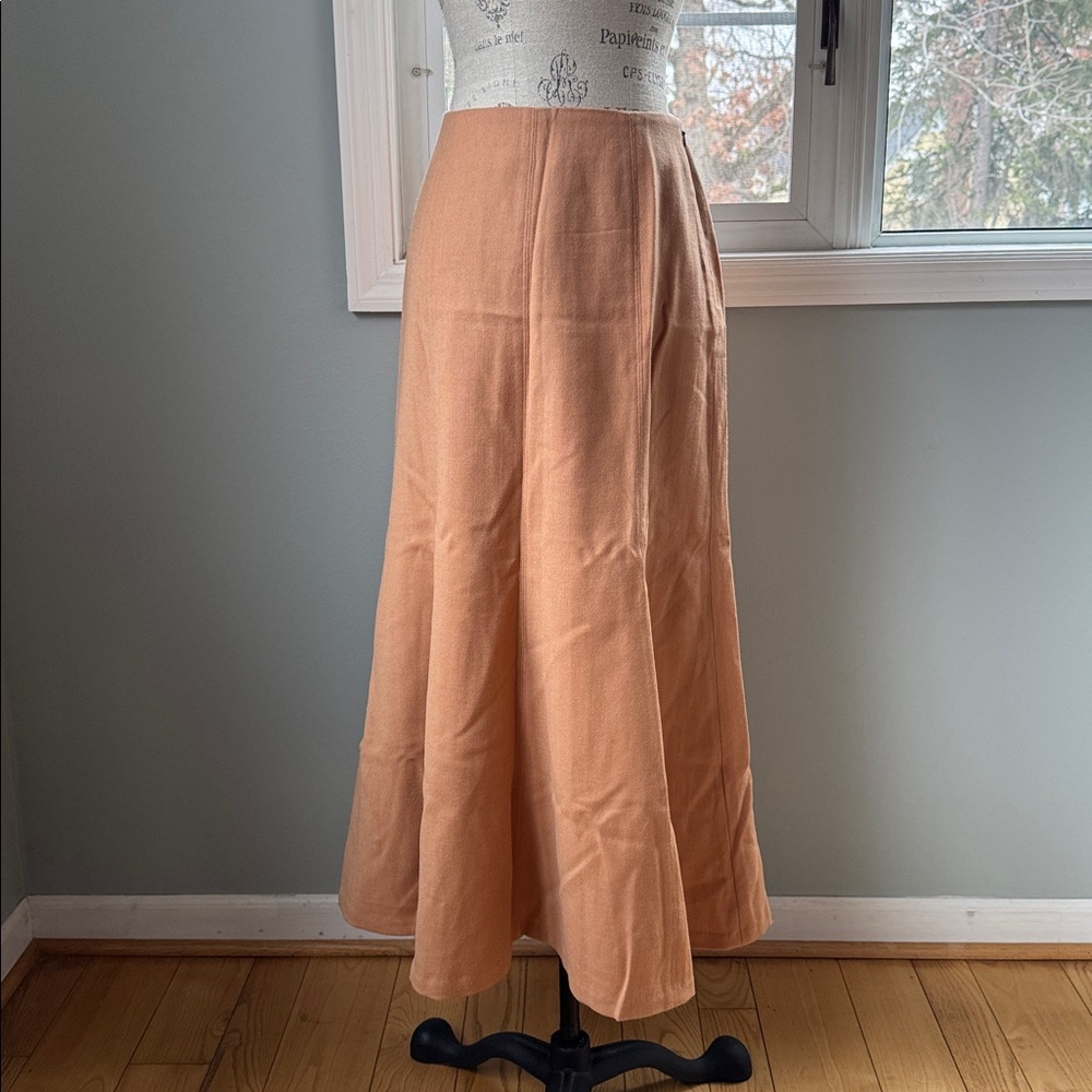 METROSTYLE vintage 90’s camel wool trumpet midi long skirt EVC size